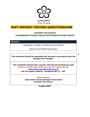 SOFT MARKET TESTING QUESTIONNAIRE