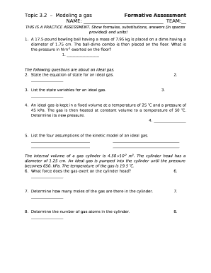 Show formulas, substitutions, answers (in spaces provided) and units