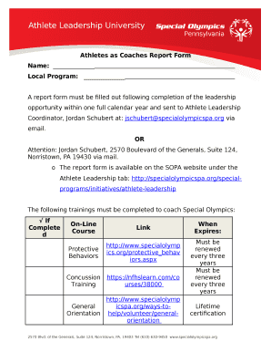 Athletes as Coaches Report Form