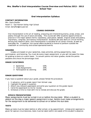 Oral Interpretation Syllabus