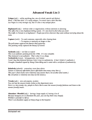 Advanced Vocab List 3