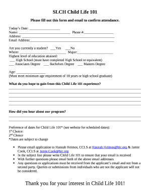 please fill out the attendance form