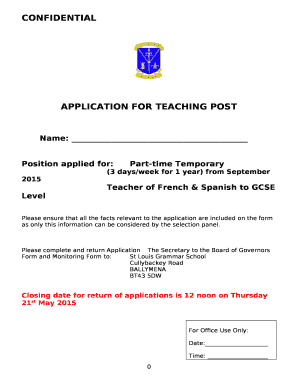 Position applied for:Part-time Temporary