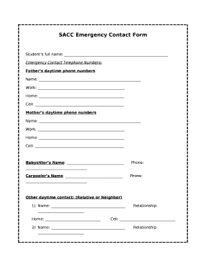 SACC Emergency Contact Form