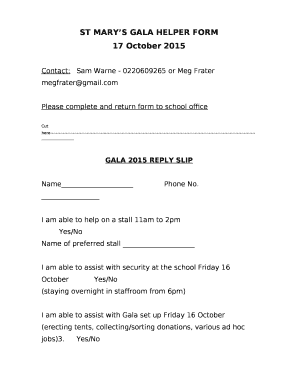 ST MARYS GALA HELPER FORM