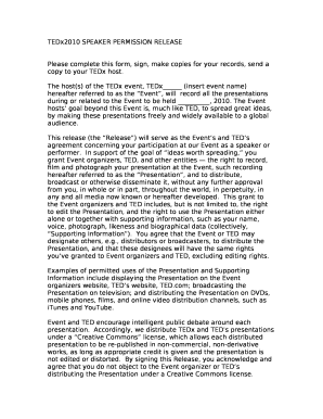 TEDx2010 SPEAKER PERMISSION RELEASE