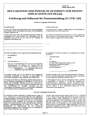 DECLARATION AND POWER OF ATTORNEY FOR PATENT APPLICATION (37CFR1