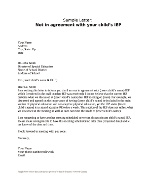 Not in agreement with your childs IEP