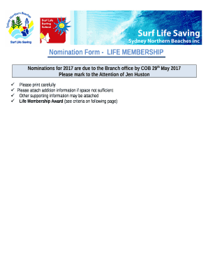 Nomination Form -LIFE MEMBERSHIP
