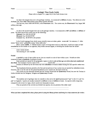 Geologic Time Study Guide