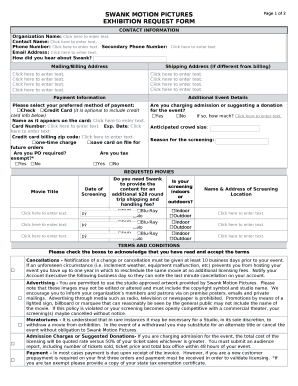 SWANK MOTION PICTURESEXHIBITION REQUEST FORM