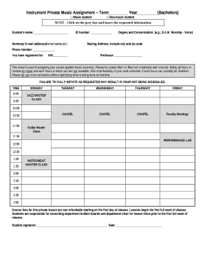 Instrument Private Music Assignment Term Year (Bachelors)