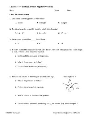 Lesson 14T Surface Area of Regular Pyramids