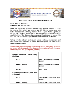 REGISTRATION FOR OFF-ROAD TRIATHLON