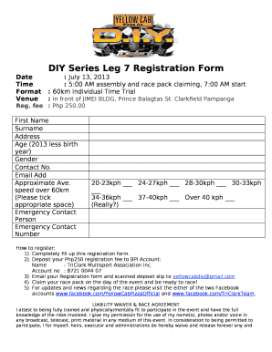 DIY Series Leg 7 Registration Form