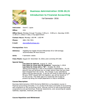 Business Administration 2220-30,31 Introduction to Financial Accounting