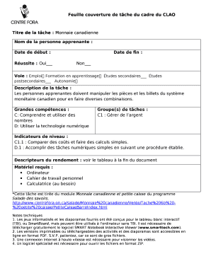 Remplissable Titre de la tche: Monnaie canadienne
