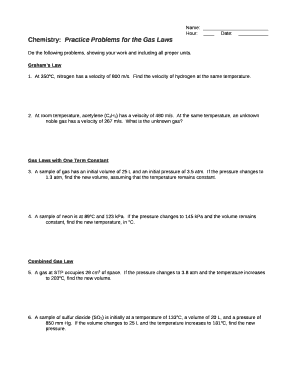 Chemistry:Practice Problems for the Gas Laws