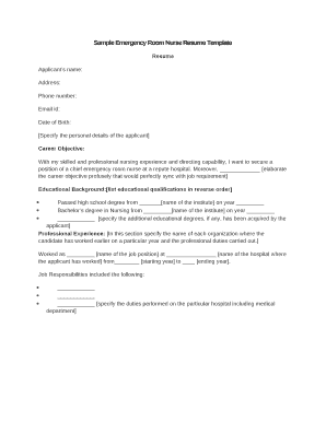 Sample Emergency Room Nurse Resume Template