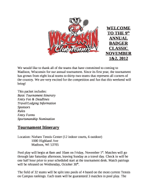 WELCOME TO THE 9th ANNUAL BADGER CLASSIC