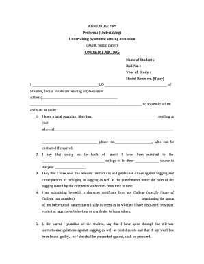Proforma (Undertaking)