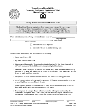 Elderly Homeowners Informed Consent Notice