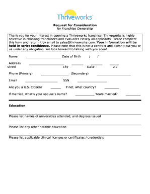 For Franchise Ownership