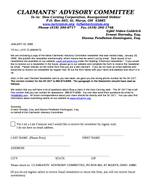 TO ALL LATE CLAIMANTS: