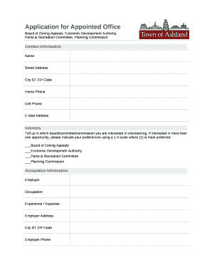 Board of Zoning Appeals, Economic Development Authority, Parks & Recreation Committee, Planning Commission