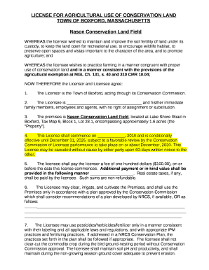 WHEREAS the licensor wished to maintain and improve the soil fertility of land under its custody, to keep the land open for recreational use, to encourage wildlife habitat, to preserve open spaces and vistas important to the character of