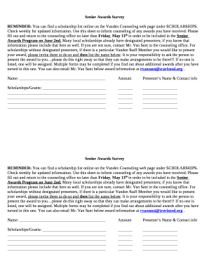 Senior Awards Survey