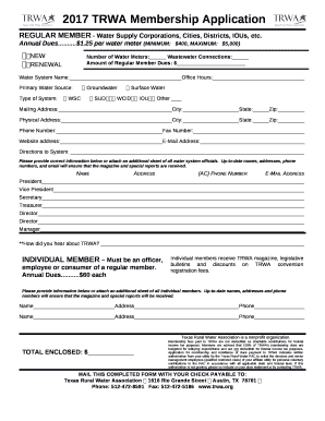 Regular Member - Water Supply Corporations, Cities, Districts, IOUs, etc
