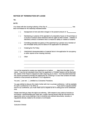 NOTICE OF TERMINATION OF LEASE