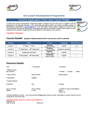 UCI Coach Development Programme