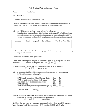 FHB Breeding Program Summary Form