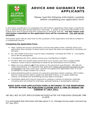 ALL SECTIONS of the form must be fully completed, including SECTION8 incomplete forms will be disregarded