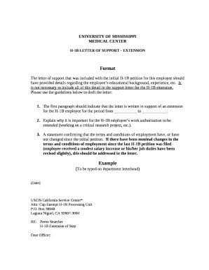 H-1B LETTER OF SUPPORT EXTENSION