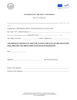 STATEMENT BY THE HOST UNIVERSITY