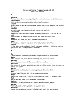 Intraverbal fill in phrases