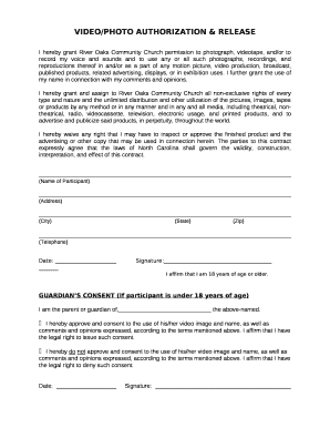 VIDEO/PHOTO AUTHORIZATION & RELEASE
