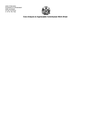 Cost Analysis & Appreciable Contribution Work Sheet
