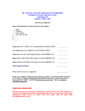 38thANNUAL EASTERN FISH HEALTH WORKSHOP