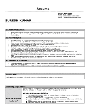 Assignment as Project Manager or ERP Implementation Manager where I can contribute my Functional & Technical Knowledge and Experience in Apparel Manufacturing & Exports Domain for the best utilization of Latest Information