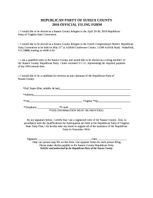 REPUBLICAN PARTY OF SUSSEX COUNTY