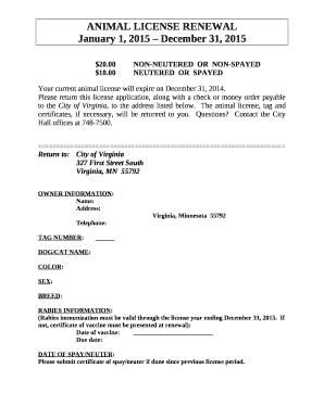 ANIMAL LICENSE RENEWAL