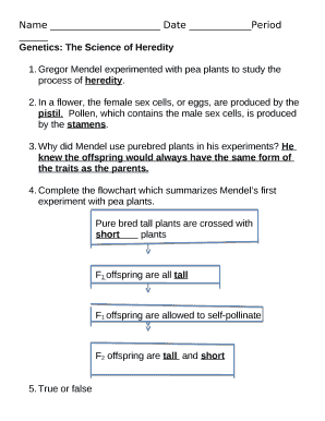 Gregor Mendel experimented with pea plants to study the process of heredity