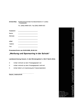 Antwortfax:Verbraucherzentrale Bundesverband e