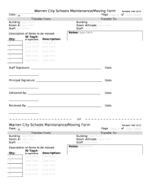 Warren City Schools Maintenance/Moving Form Revised: FAB 12/15