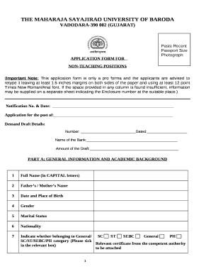 (Important Note: This application form is only a pro forma and the applicants are advised to retype it leaving at least 1