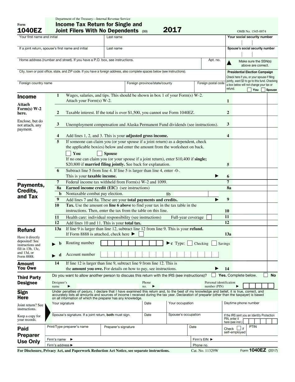 Convert Form 1040-EZ